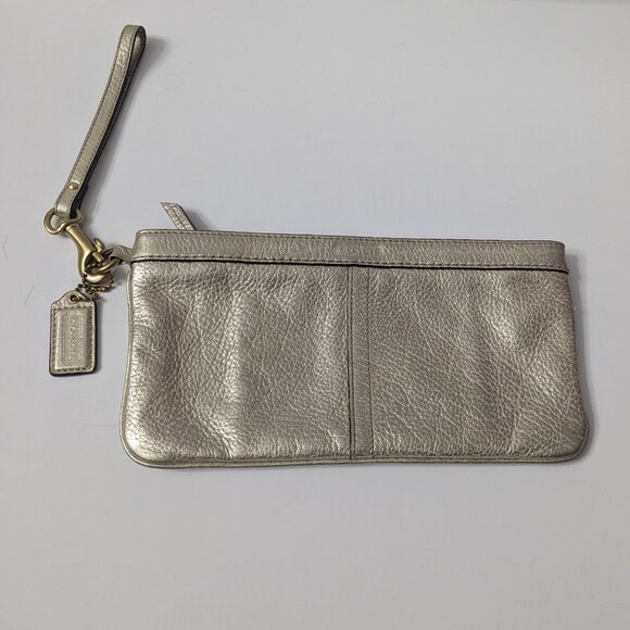 Like new Coach Metallic Champagne Gold Wristlet Clutch - Picture 1 of 16